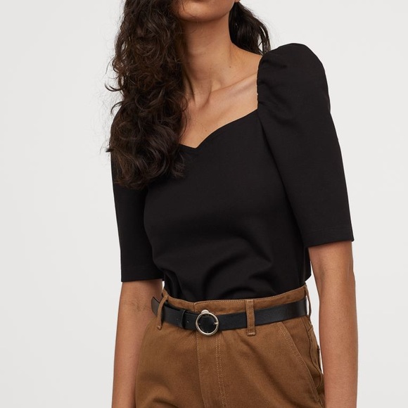 H&M Tops - 💜2 for 30$💜 Box Puff Sleeve Black Top Blouse